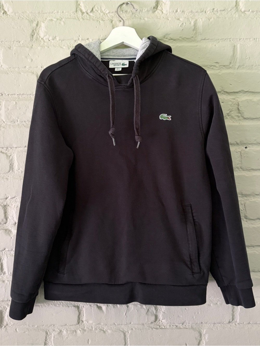 Lacoste Men's Dark Charcoal Pullover Hoodie with Crocodile Logo